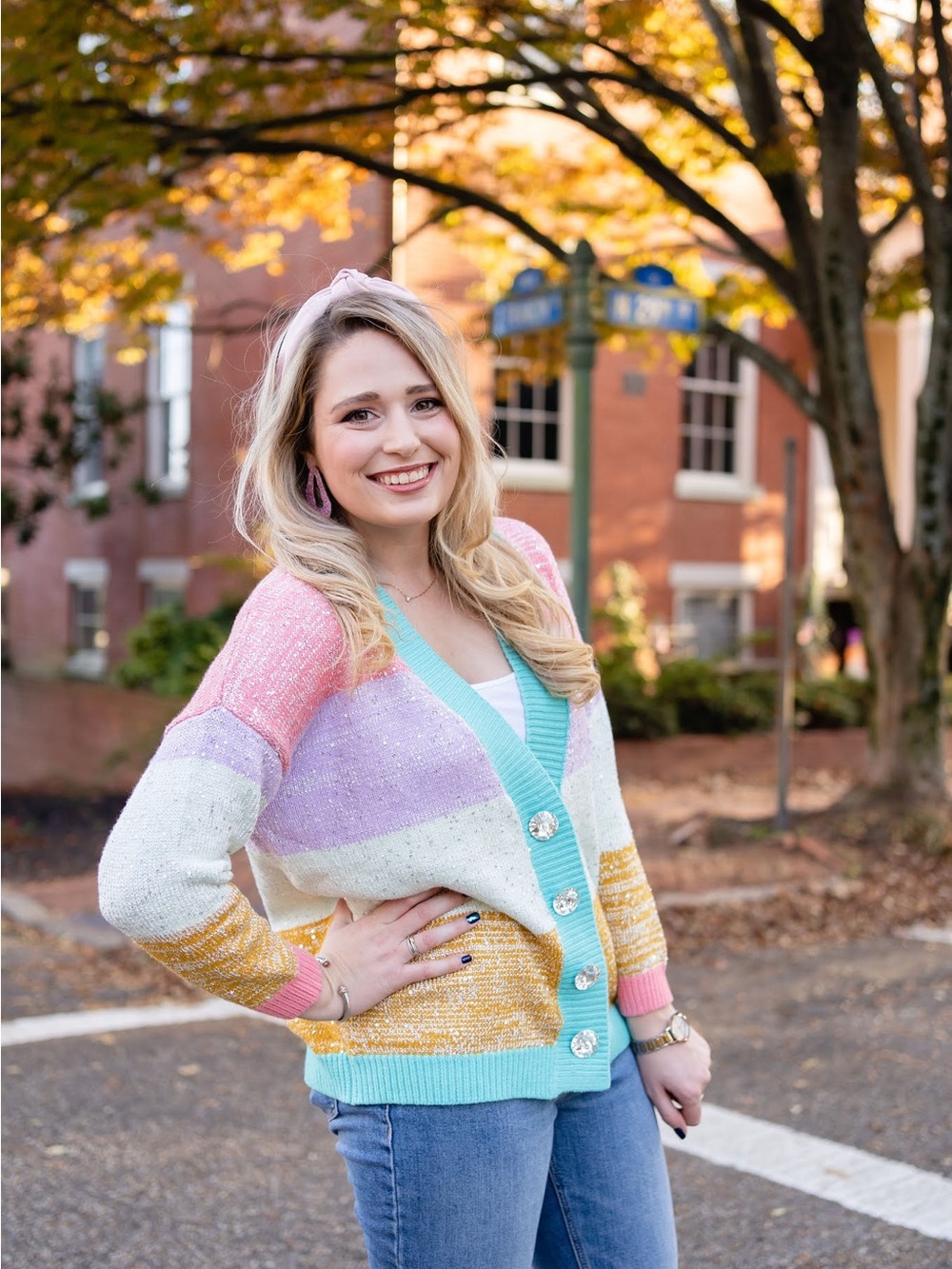 Olivia Rubin Mika Silver Sequin Stripe Multicolor Cardigan (D2)
